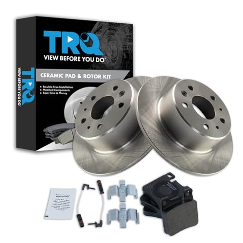 Image of TRQ Rear Brake Pad and Rotor Set Ceramic Compatible with 1990-1991 Mercedes-Benz 300SEL