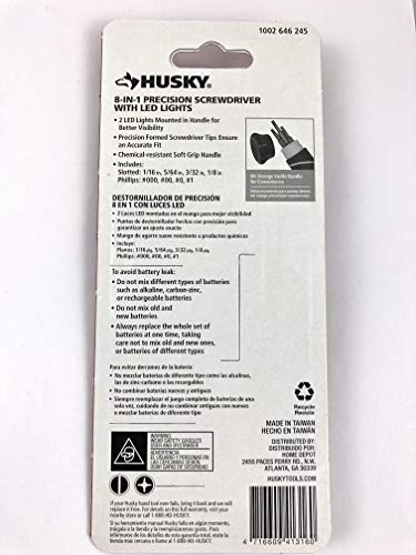 TACHI Husky 8 in 1 1002 646 245 With LED Lights Philips PH #000 00 0 1 Slotted 1/16" 5/68" 3/32" 1/8" thumbnail 5