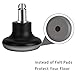 uvce Bell Glides Replacement Office Chair Feet Swivel Caster Wheels to Fixed Stationary Castors, Short Profile with Separate Self Adhesive Felt Pads Black 5pcs