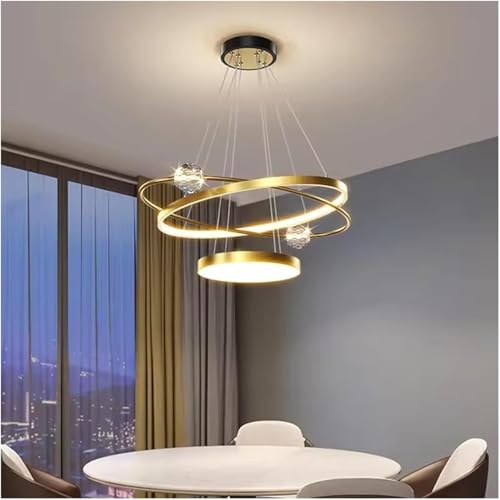 Plafonnier LED cristal doré 80cm luminaire design salon moderne
