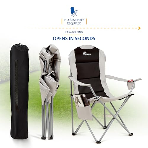 SUNMER Padded Camping Chairs Set of 2 with Cup Holder and Side Pockets - Image 5