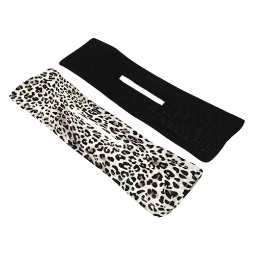 Healvian Diademas Pelo 2 Piezas Tamaño Mediano Diseño Lazo, Herramientas Flexibles Para Hacer Moños, Accesorios Para Mujer Uso Diario y Fiestas Color Negro y Estampado Leopardo