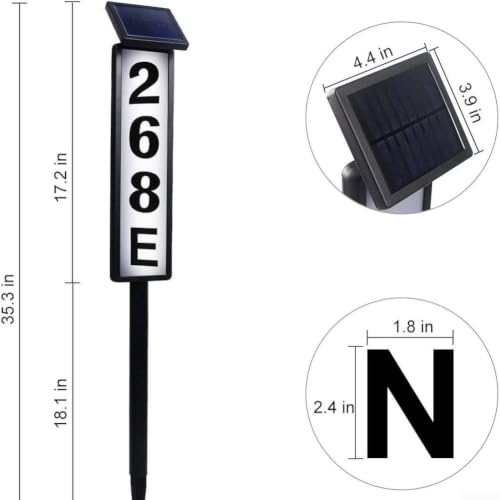 Lámpara LED solar con número de casa exterior y letras A-F 4