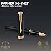 PARKER Sonnet Rollerball Pen, Matte Black Lacquer with Gold Trim, Fine Point Black Ink (1931518)