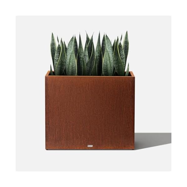 Cyc large corten steel planter box outdoor 30 h x 34 w x 10 dtall rectangular metal rusted planters with grow bagnaturally rusting steel flower potrustic decor for patiogardendeckbackyard  urban country home decor