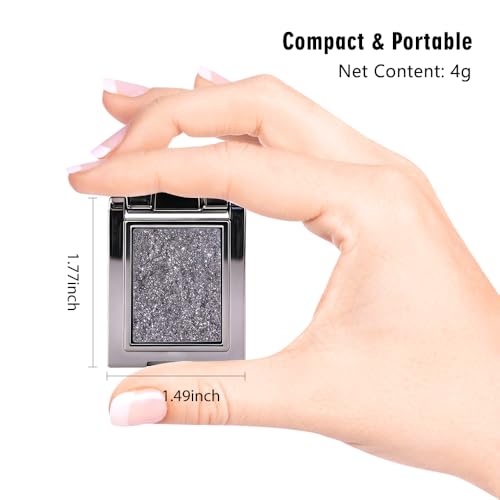 Image of WanTuoluo Sparkly Eyeshadow Palette for Women, Single Monochrome Eye Shadow Makeup, Shiny Pressed Cream Powder, Blendable Natural, Holographic,Vegan,Travel (07-sparkly-Black)