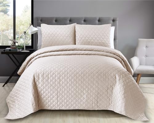 MIA Quilted Bedspreads King Size-Embossed Bedspread and Coverlets 3 Pcs Comforter Set- Bedspreads and Throws Ultrasonic Microfibre for King size Bed