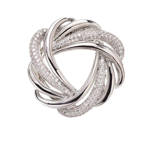 Image of CZ Twist Silk Scarf Clip Slides Brooch Lapel Pin for Women Girls Buckle Holder Wrap Scarf Ring Clasp Holder Tightener for Loose T Shirt Clothing Decoration Accessories Jewelry Party Gift