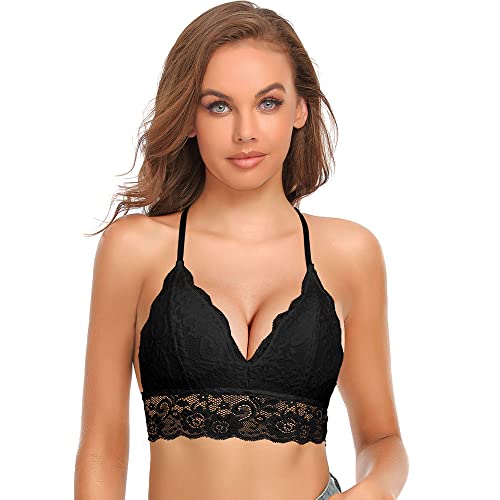 SHEKINI Bralette Damen Spitze Triangel Spitzen BH ohne Bügel mit Abnehmbare Gepolstert Bustier Damen Racerback BH Sexy… – Bild 4