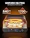 Upgraded indoor Pizza Oven 12 Inch Electric Countertop Pizza Oven with 6 Mode Heats up to 840°F Pizza Maker Pizza Cooker for Home Kitchen, Restaurants, Parties - Stainless Steel