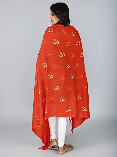 Prayer Shawl with Zari and Thread Embroidered Dual Color Om Motif - Viscose Cotton4
