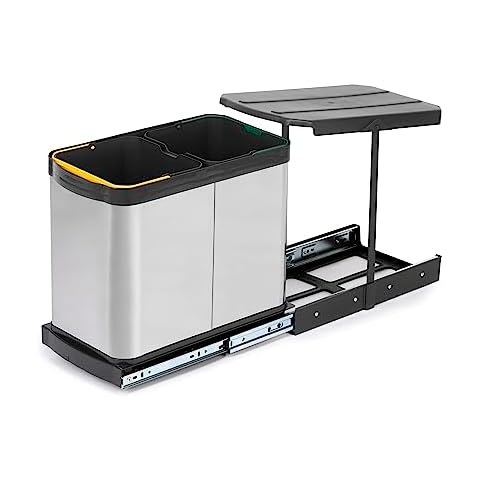 Emuca 2 x 12 L Recycling Bins with Manual/Automatic Removal Cover