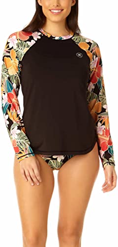 Camiseta de manga larga Hurley para surf y playa con proteccion solar alta UPF 50+ de mujer