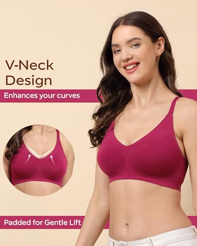Image of Tweens Cotton Padded Bonded Bra for Women | Full Coverage Wire-Free Bra | Seamless No-Dig Comfort | Breathable Cotton | Elastic-Free Bottom Band & Side Wings | Pack of 1