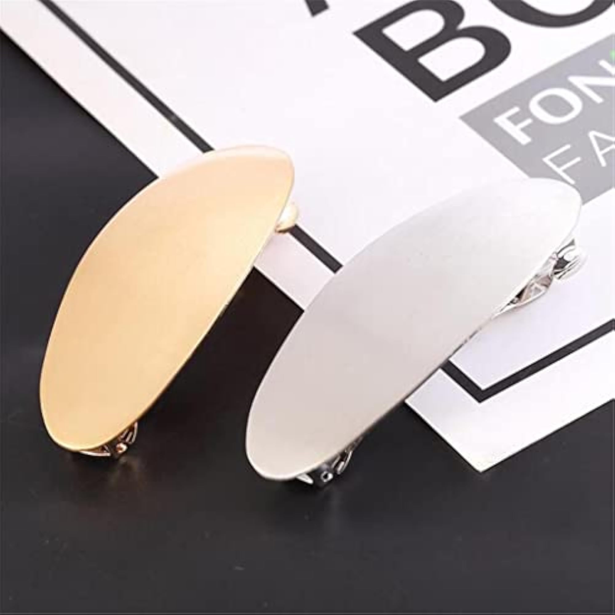 4xGeometric Oval Automatic Barrette Hair Clip, Golden