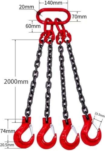 Élingue à chaîne à 4 pattes pour sécuriser le levage instable avec grue 200cm - 3