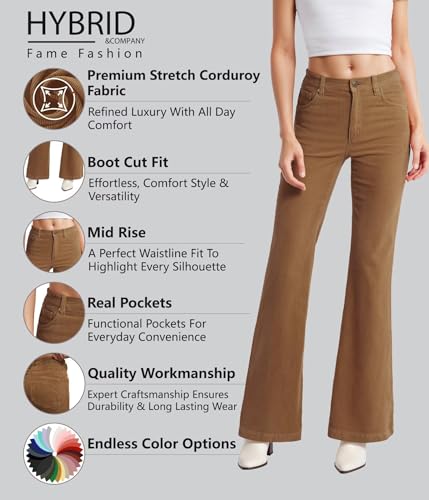 Hybrid & Company Super Comfy Stretch Women 5 Pockets Corduroy Boot Cut Pants2