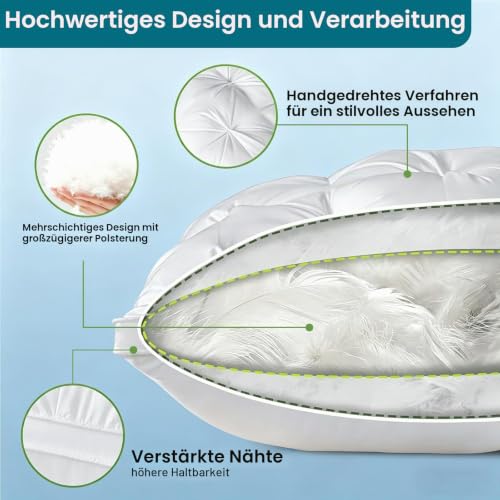 Bedding Kopfkissen (2er Set), Queen Size Kissen, Kopfkissen in Hotelqualität (ca. 50 x 76 cm), flauschig und stützend – geeignet für Seiten, Rücken und Bauchschläfer – Bild 3