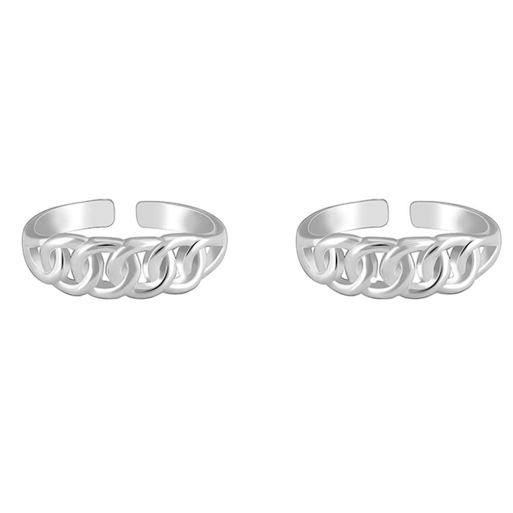 925 Silver Flowing Links Toe Rings, Adjustable| Toe Rings for Women and Girls | With Certificate of Authenticity and 925 Stamp | 6 Month Warranty-image-13