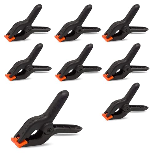 Onezebra 8 Pack 4 Inch Spring Clamps, Clamps for Woodwork with Large Span Width, Heavy Duty Tarp Clips with Moveable Jaws, Quick Grip Plastic Clamps for Photo Studio, Backdrop, and Artwork
