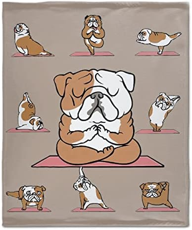 Zochoten English Bulldog Flannel Blanket Decor Soft Cozy Warm Fluffy Blanket for Bed Couch Travel Beach 50x40 inch for Kids