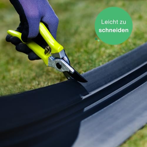 Flexible Rasenkante Kunststoff schwarz 10 m, 20 cm hoch - Robustes Stay-in-Place Design - Sehr Gut zu Verarbeiten, Min. 30 Jahre Lebensdauer, Unsichtbar - Beeteinfassung aus 100% recyceltem Plastik
