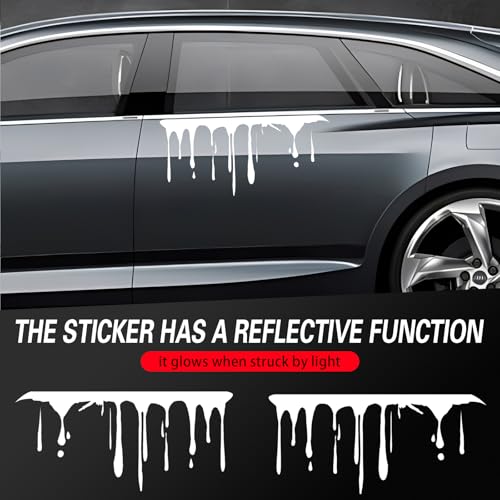 Image of ijuicy 2 PCS Flowing Blood Bloody Horror Funny Decal for Car, Halloween Horror Sticker Car Accessories, Halloween Car Decorations Accessories, Fit for Most Cars (White)