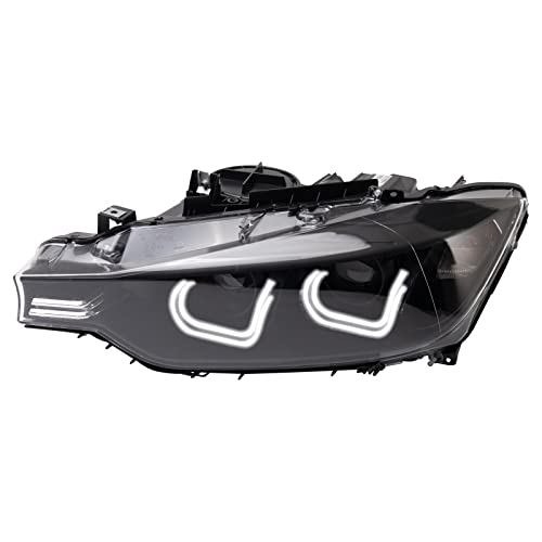 Image of TRQ Performance Driver and Passenger Side Headlight Assembly Set Black Housing Compatible with 12-13 BMW 328i Sedan 14-15 BMW 328i 12-13 BMW 335i Sedan 14-15 BMW 335i Halogen Only