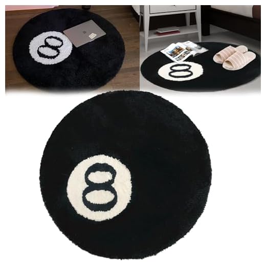 Aisny Alfombras Blanco y Negro para 8 Bolas, 60cm Decoración Lavable Alfombra Antideslizante Flocada, Alfombra de Baño Antideslizante Alfombras Circulares Negras para Salón Dormitorio Comedor