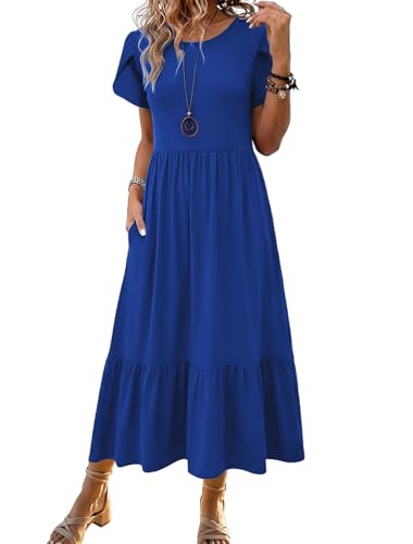 HOTOUCH Casual Summer Dresses for Women Shift Dress Beach Vacation Essentials Resort Wear for Older Women 2026 Blue