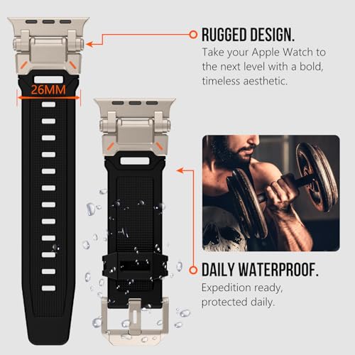 Image of KADES Rugged TPU Sport Band for Apple Watch Ultra 3 /2 /1 49mm, Metal Connectors for Apple Watch Series 11 /10 /SE3 46mm Series 9 /8 /SE2 /7 /6 /SE /5 /4 /3 /2 /1 45mm /44mm /42mm