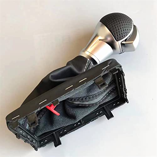 HTBH Orificio De Panal AT Shift Knob con Boot Fit D-S-G Stronic Shift Lever Líneas Negras Cubierta Antipolvo para Audi. A3 Perilla de Cambio de Coche