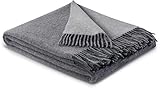 biederlack® samt weiche Kuschel-Decke Wool-Mix in grau-Silber I aus Wolle & Kaschmir I Öko-Tex Zertifiziert I Plaid in 130x170 cm | ideal als Tagesdecke und Sofa-Decke | Wohn-Decke in top Qualität