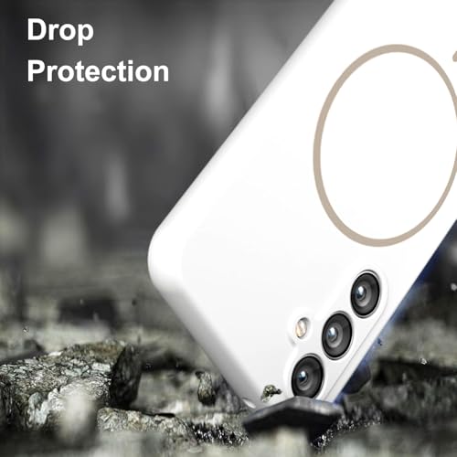 Image of DIZORO Microfiber Candy Case Compatible for Samsung S25 Fe 5g Magnetic Silicone Case, Compatible with MagSafe Shockproof, Slim, Anti-Scratch Soft Non-Slip Body Protective Back Cover(White)