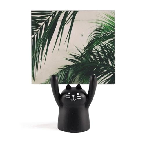 Support mémo chat noir en résine pour photo et décoration de bureau