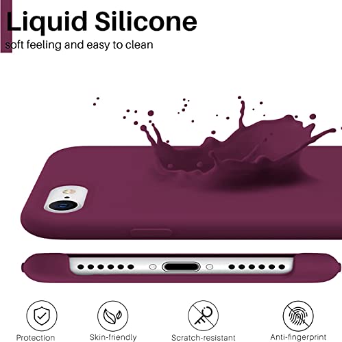 Image of VONZEE Liquid Silicone Soft Back Cover for iPhone 6 Plus & 6s Plus Case, Shockproof Slim Camera & Full Body Protection Non Yellowing Cover with Microfiber Lining & Logo Cut (5.5 Inch) -Wine Red
