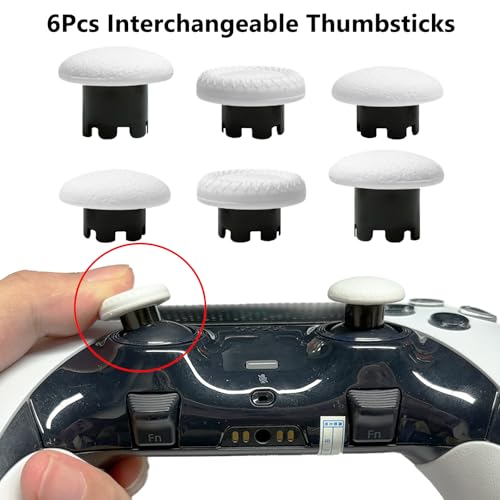 Image of 10-in-1 Metal Thumbsticks Replacement for PS5 Dualsense Edge Controller,4 Metallic Back Paddles Triggers Buttons Repair Parts for PS5 Edge Controller with 6 Analog Joysticks(White)