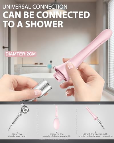 Image of Enemas Anal Douches Anti Backflow-Enema Bulb and Anal Cleaner for Men & Women, Reusable Douche Bottle for Women - Shower-Compatible Cleaner for Men, Easy to Use & Travel Friendly,Pink