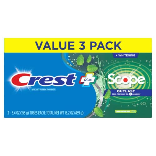 Crest Complete Whitening + Scope, Long Lasting Mint Toothpaste, Triple Pack (3 Count of 5.4 oz Tubes), 16.2 oz - image 8