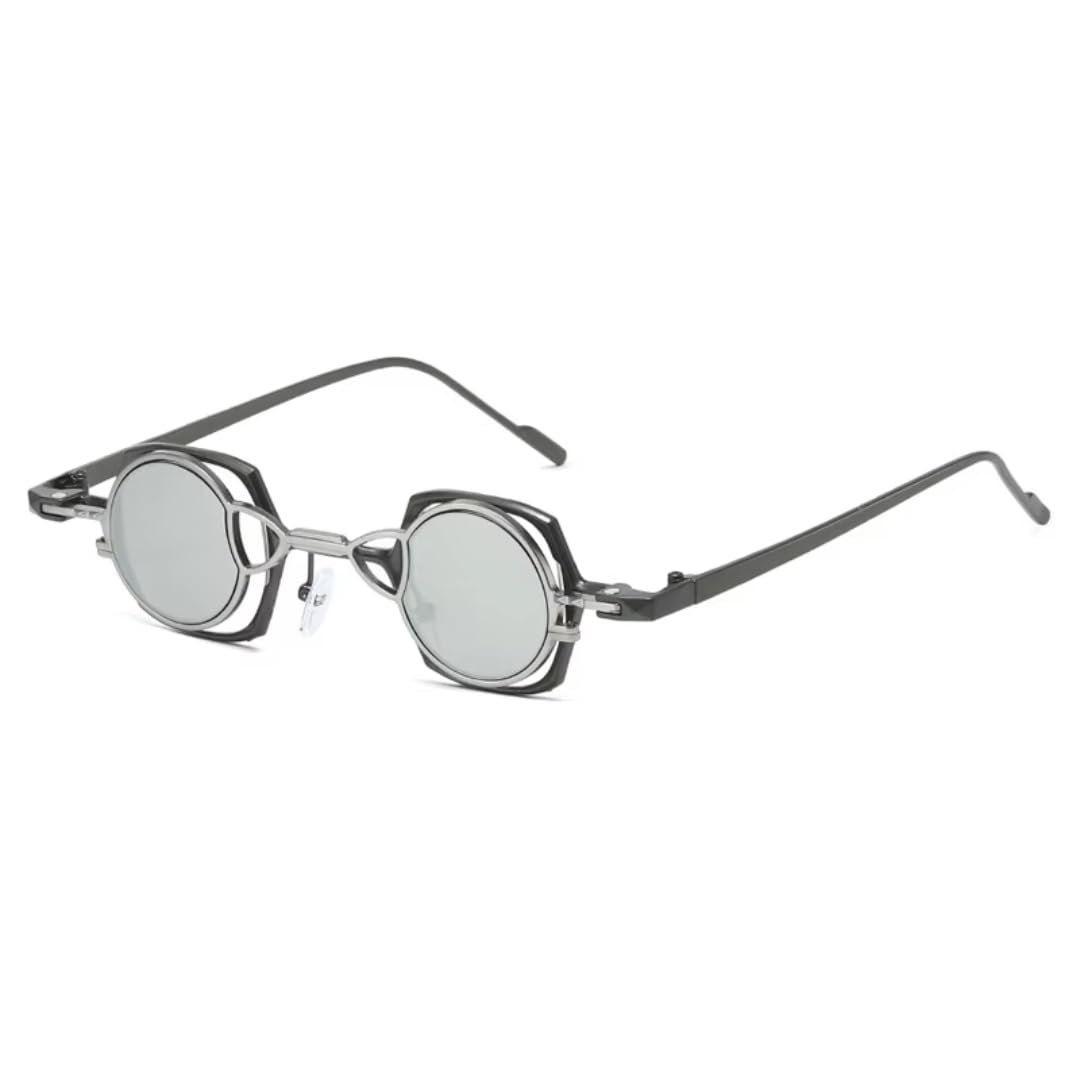 Gafas de sol de lujo para mujer, pequeñas, de metal, con lentes redondas desmontables, estilo espejo, protección UV400 para hombre.