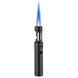 1800℃ Jet Torch Lighter,Butane Refillable Windproof Adjustable Flame Intensity with Flame Lock for Hiking Cooking Camping Outdoors (Black)