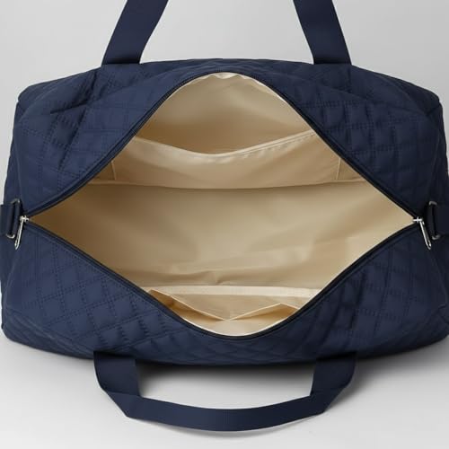 Image of WILDHORN 37 litres Nylon Travel Duffle Bag for Men & Women | 49 cm Weekender Gym Bag with Back Zipper Pocket & Trolley Strap | Overnight Cabin Luggage Shoulder Bag (Navy Blue)
