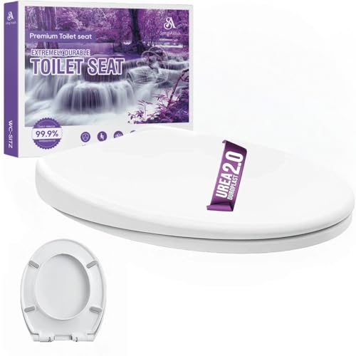 Solng Aldoih Abattant WC Forme O Blanc, Cuvette Toilette avec Frein de Chute et Fermeture en Douceur, Lunette de Toilette Universelle