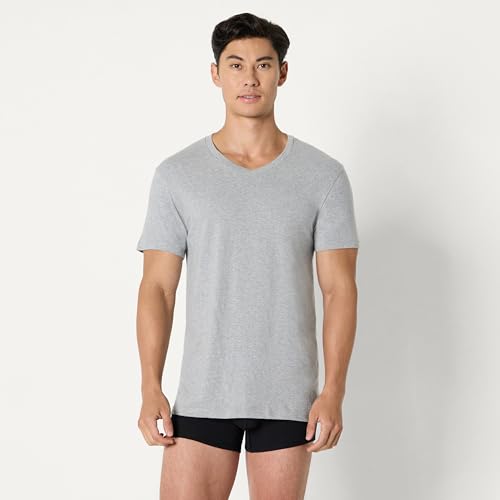 Image of Amazon Essentials Men's Slim Fit V-Neck Undershirt, Breathable Cotton, Pack of 6
