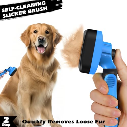Image of Professional 7 in 1 Pet Grooming kit I Dog Brush & Cat Brush I Dog&Cat Comb I Dog&Cat Nail Clipper /Trimmers with Nail File I Dog Bath Brush I Dog&Cat Flea Comb I Pet Supplies(Deep Blue)