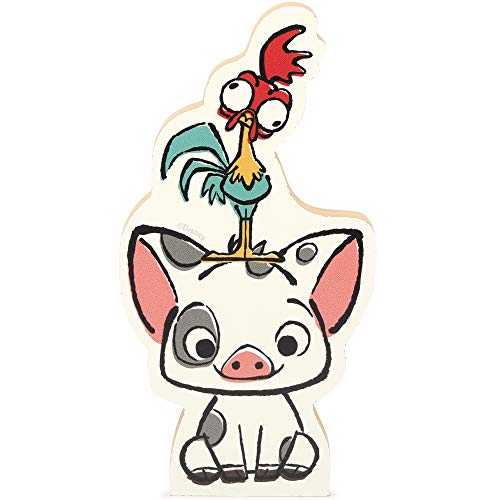 Image of Disney Moana, Pua and Heihei Shelf Sitter Decor | Chunky Wood Block Cutout for Kids' Bedroom, Play Room or Movie Room