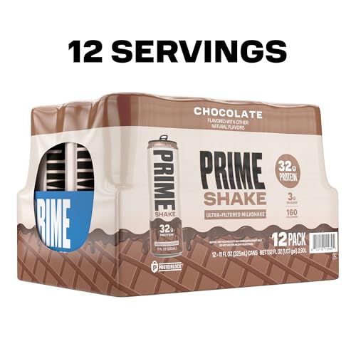 Image of PRIME Shakes, Chocolate, 32g Protein Shake for Muscle Support & Recovery, Ultra-Filtered Milk, Lactose Free, Low Sugar, Low Calorie, Ready to Drink, 11 fl oz, 12 Pack