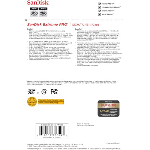 Image of SanDisk 64GB Extreme PRO SDXC UHS-II Memory Card - C10, U3, V90, 8K, 4K, Full HD Video, SD Card - SDSDXDK-064G-GN4IN