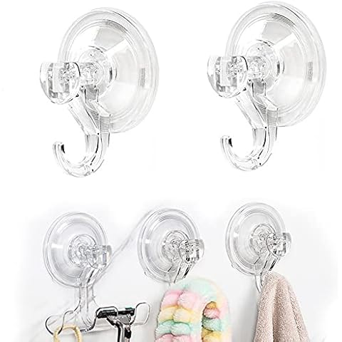2 Packs Suction Hooks, Powerful Push and Lock Vacuum Multi-Purpose Suction Hanger Heavy Duty Max Holding 3KG for Bathroom,Kitchen Hanging Suction Cover