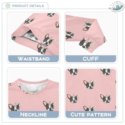 Wusikd Funny French Bulldog Boy Girl Sweatshirt Toddler Crewneck Unicorn Horn Pullover Sweater Long Sleeve Clothes L Multi3